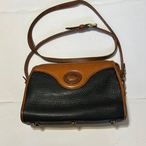Dooney & Bourke Vintage Pebble Black and Tan Leather Shoulder Bag